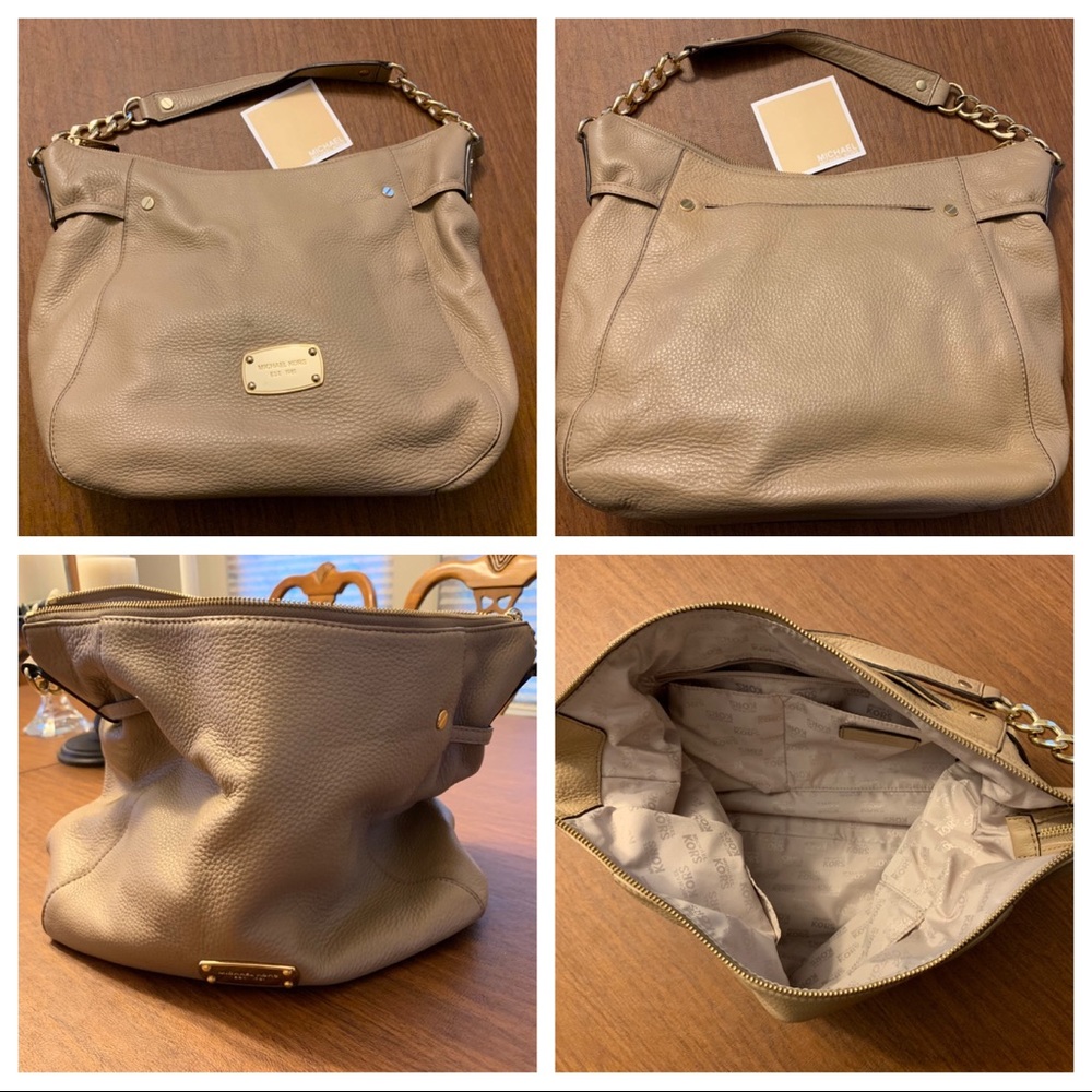 LIKE NEW Michael Kors tan soft leather w/gold bag!